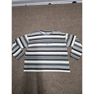 Guess Jeans USA Shirt Mens XL Gray Striped Long Sleeve Embroidered Vintage 90s